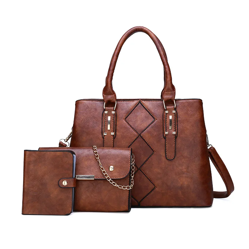 

2019 New Style Simple Fashion Three-piece Set Different Size Bags Hand Oblique Bag Women's Large WOMEN'S Bag