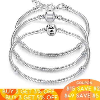 

CHEAP Wholesale 5 Styles Snake Basic Chain Silver Bracelets for Women fit Bracelet Beads DIY Jewelry Making For Women Gift