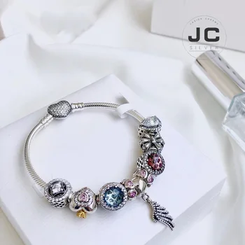 

JC Fashion Charm 925 Tibetan silver DIY Bracelet Angel Wing Pendant, Male Female Bracelet Woman Accessories Jewelry Gift