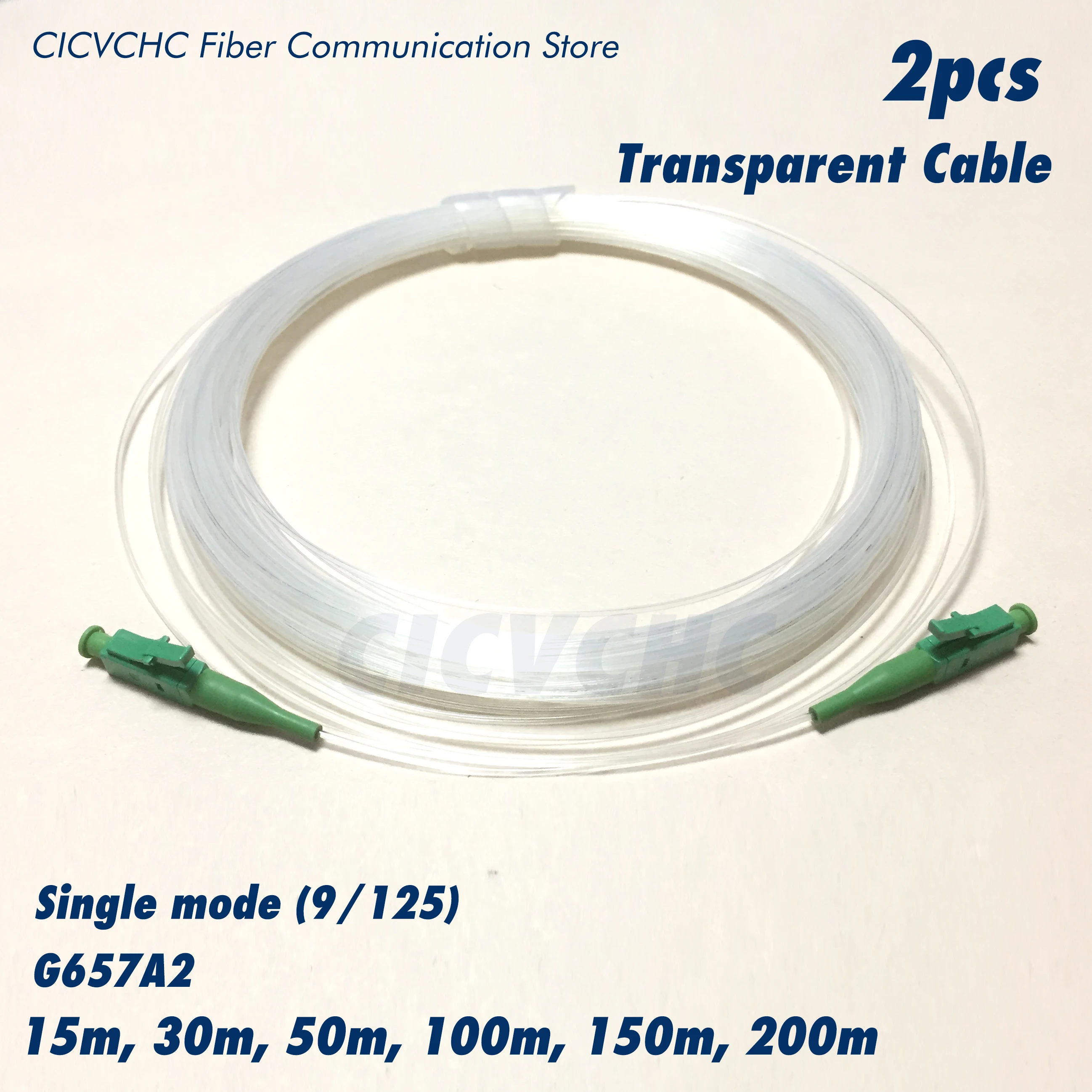 Прозрачный кабель (TAC)- LC/APC-LC/APC Jumper-SM(OS2)-G657A2-Bend нечувствительный оптический Fiber-15m-м