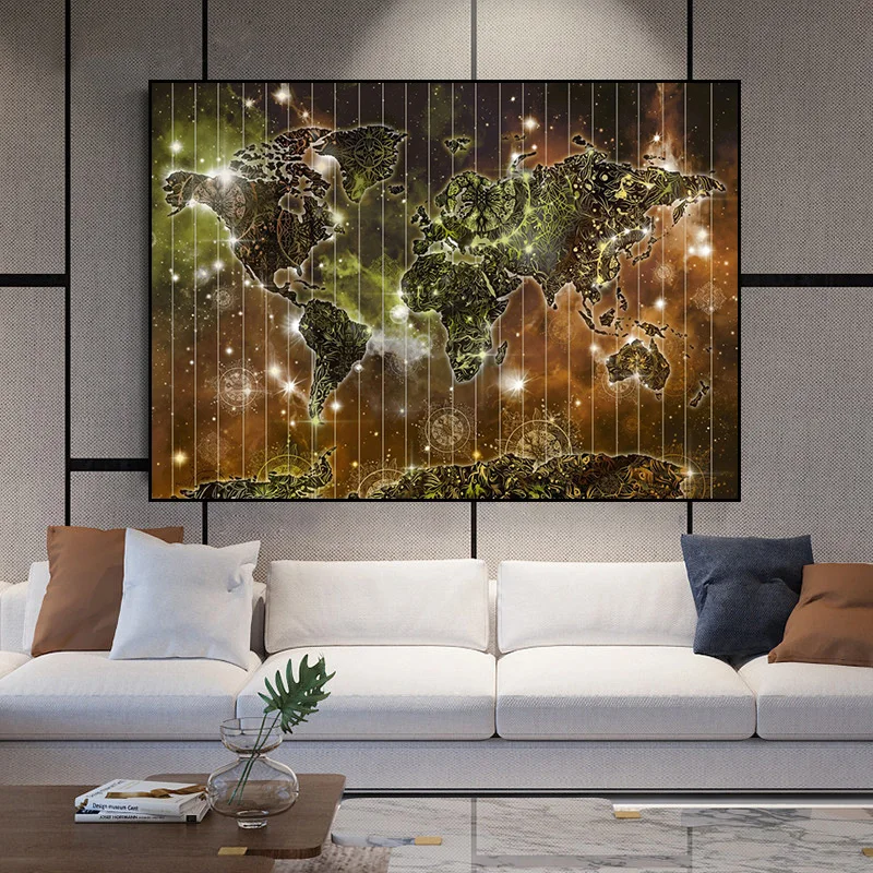 

Vintage World Map Painting Art Posters and Prints Retro Map Wall Decor Picture Canvas for Living Room Office Study Home Decor