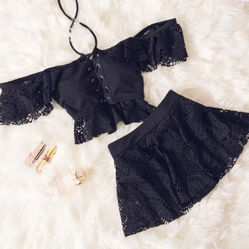 

STAERK female split body show thin cover belly students little fresh and conservative hot spring net red holiday sexy lace