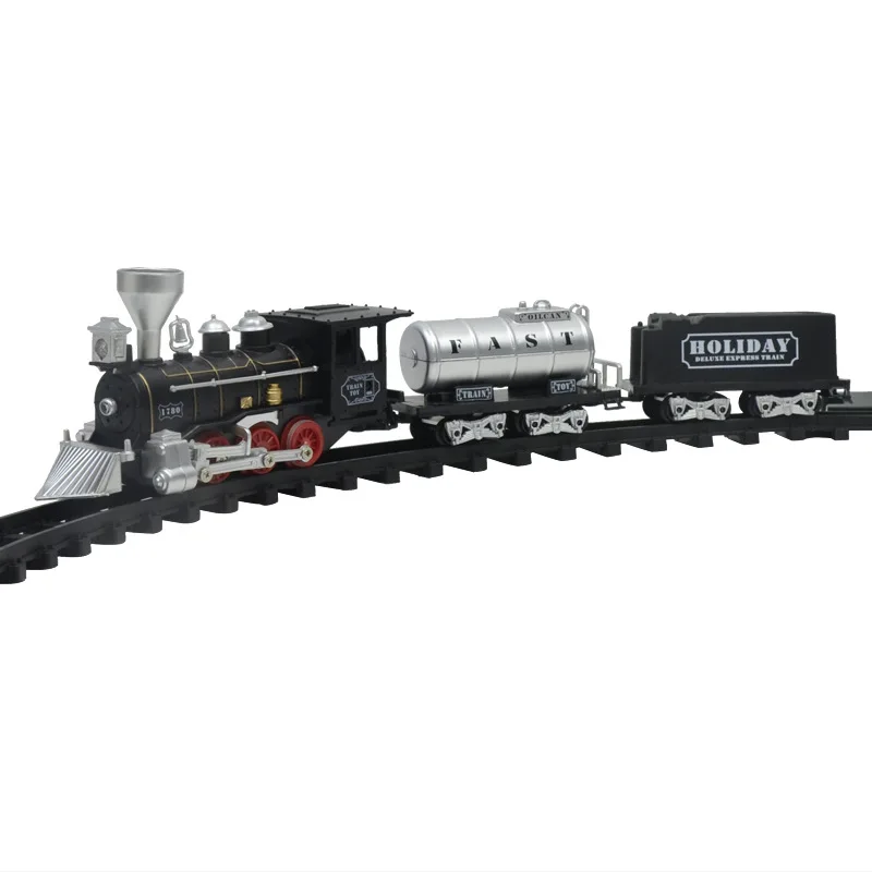 Electric Retro Simulation Train 8 Assembly Tracks With LED Lights Simulation Sound  Effect Track Train Model Suit 3