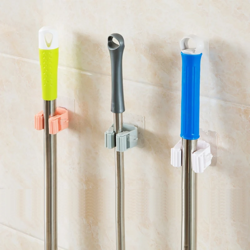 Broom Hanger Mop-Hook-Racks Adhesive Storage Wall-Mounted Kitchen Household 1pcs