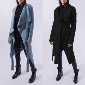 

Women Turn Down Collar Pockets Coats Long Jackets ZANZEA 2020 Autumn Long Sleeve Overcoats Belted Outwear Chaqueta Casaco Femme