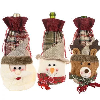

Christmas Wine Bottle Set Christmas Table Set White snowman Wine Bottle Cover Xmax Merry christmas ornaments Wine bottle bag