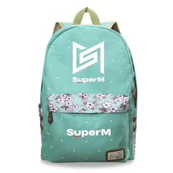 

SuperM 2019 Canvas Laptop Bag Women/Men Fashion Backpack Women Backpack Female School Bag Rucksack Floral Backpack 4 Colors Bags