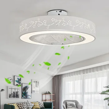 

Ceiling fan lamp Amazon modern simple children's room bedroom study plum blossom LED lamp invisible fan lamp