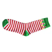 Теплые хлопковые носки без пятки в полоску с рождественским Санта-Клаусом, унисекс, забавные хлопковые носки без пятки