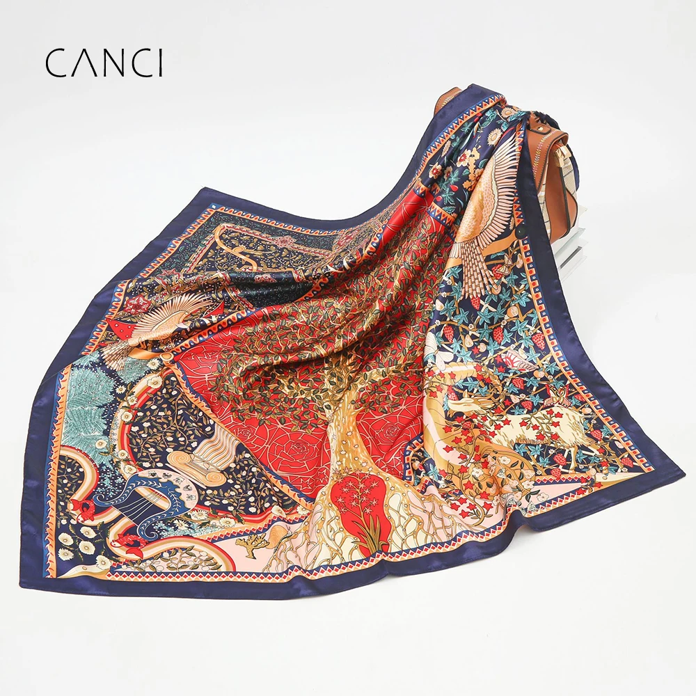 53*53cm Square Silk Scarf 100% Women Foulard Head Scarf Ladies Shawl Wrap Muffler Pareo Bandanna Poncho Pañuelos Mujer For Girls