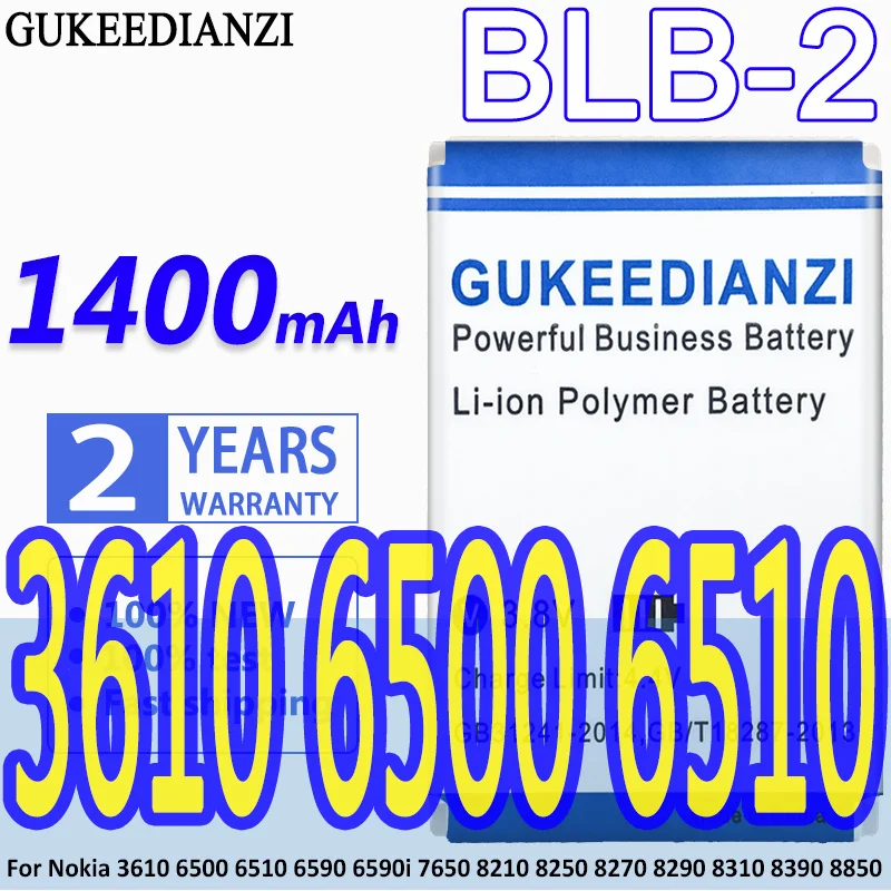 GUKEEDIANZI BLB-2 1400mAh Мобильный телефон Аккумулятор для Nokia 3610 5210 6500 6510 6590 6590i 7650 8210 8250 8270