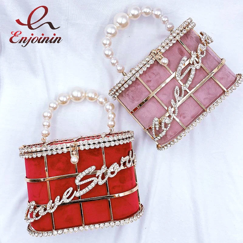 

Luxury Diamond Metal Basket Party Handbag for Women Fashion Designer Bag Letter Pattern Chain Shoulder Bag Wedding Purses Chic