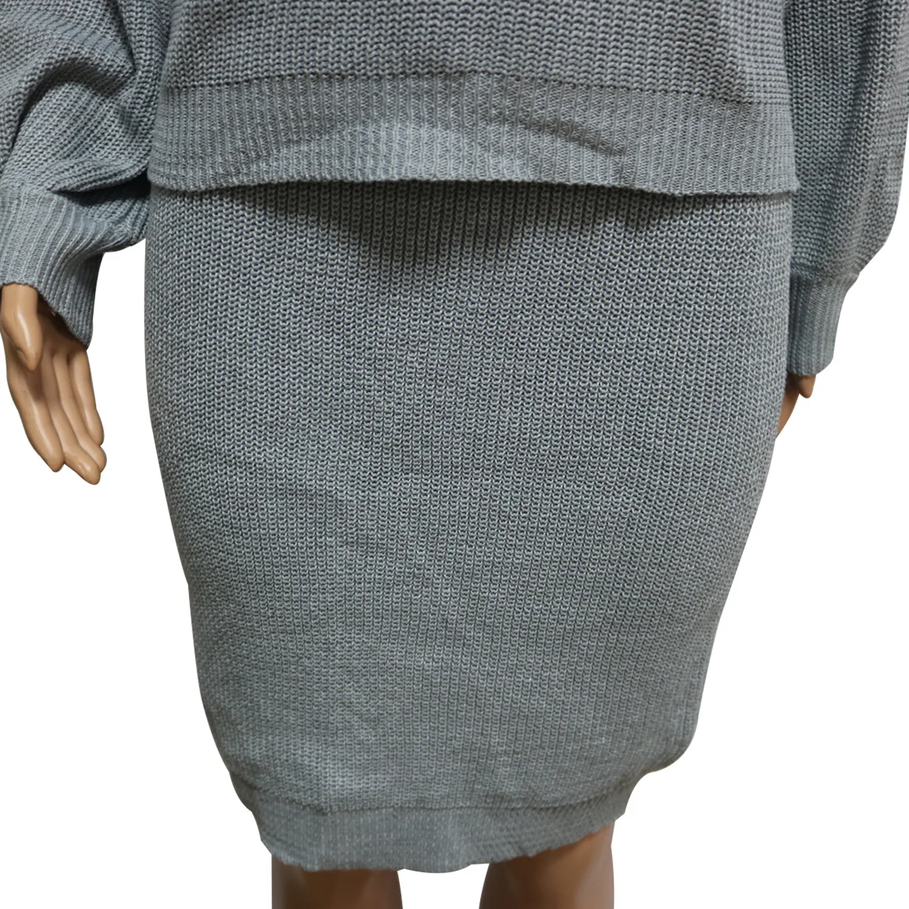 HAOOHU вязаный комплект из 2 предметов женская одежда осень зима наряд водолазка свитер Топ и миди юбки костюм комплект из двух предметов