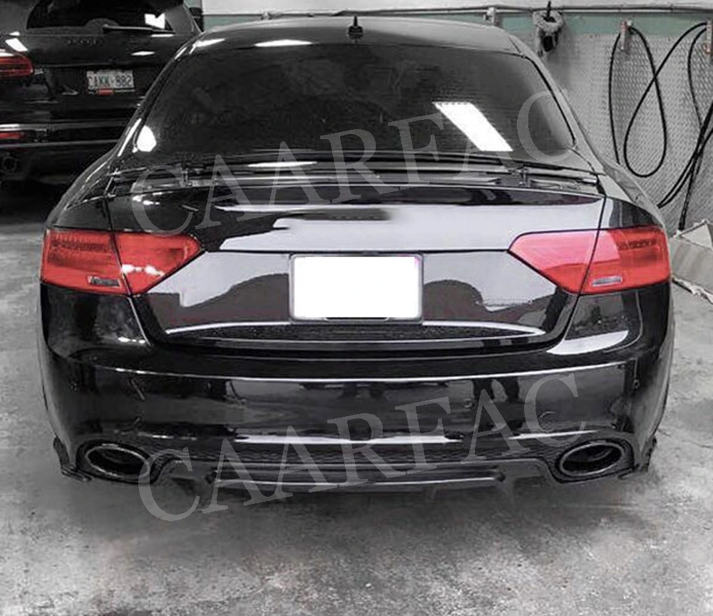 For RS5 Carbon Fiber Rear Bumper lip Diffuser Spoiler for Audi A5 RS5 2012- Fins Shark Style Skid Plate Car Bumper Guard