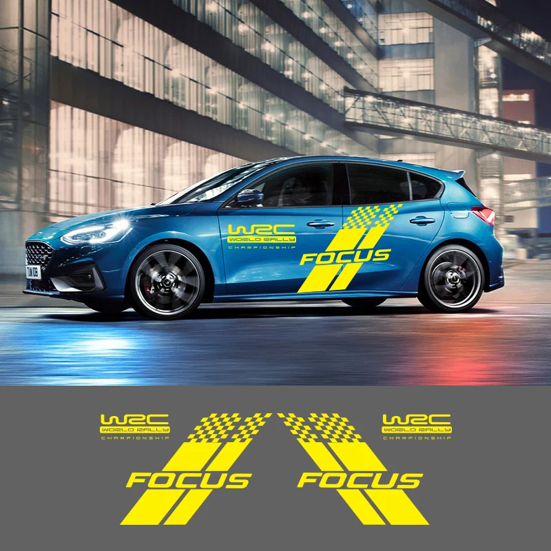 2 стороны фокус WRC Автомобильная Графика виниловые боковые полосы Авто наклейки для автомобиля Стайлинг для Ford