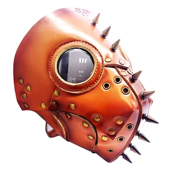 

Face Cover Masquerade Adjustable Metal Spikes Party Halloween Adults Kids Steampunk With Goggles Funny Plague Doctor Festival