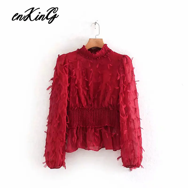 Koop 2019 engeland vintage textuur kwastje effen verzamel taille za blusas mujer de moda 2019 kimono shirt womens tops t shirts plus size