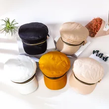 Молния украшение Кепка с якорем сплошной цвет армейская шапка вельвет берет художника живопись берет