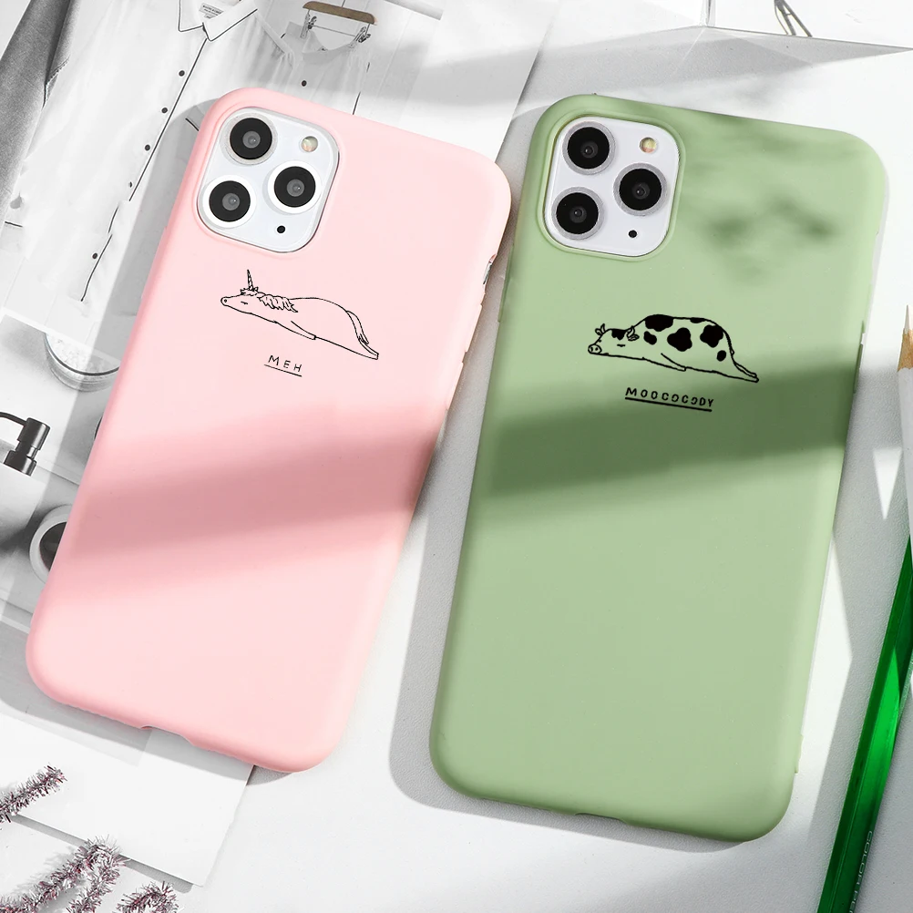 Милый мультяшный Antelope корова Единорог чехол для телефона iPhone 8 7 6 6S Plus XR X XS Max
