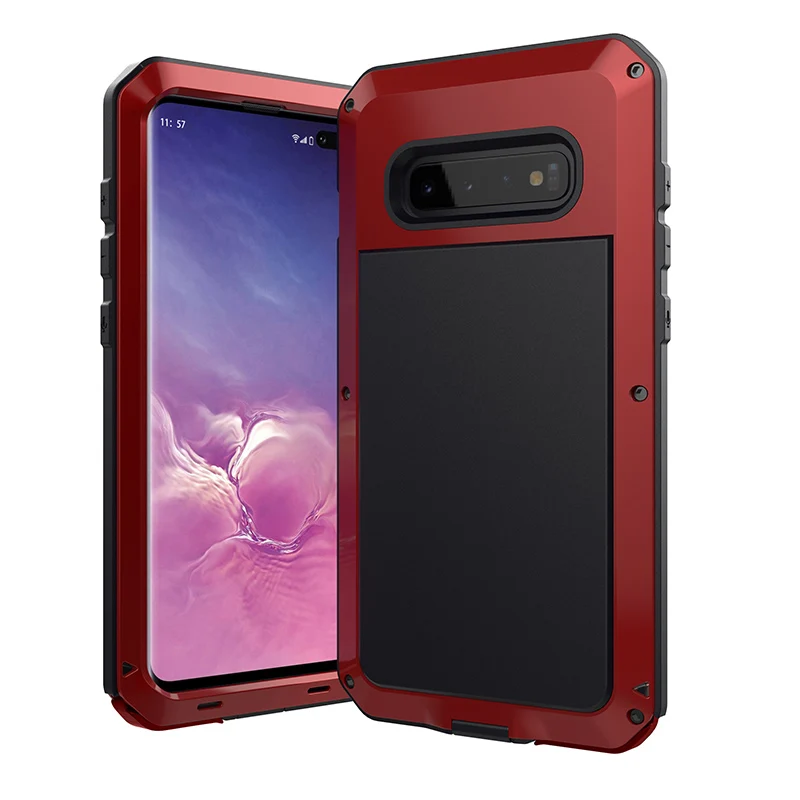 Красный Сверхпрочный металлический бронированный чехол для телефона samsung Galaxy S10 S10Plus S10Lite чехол s водонепроницаемый противоударный чехол для Galaxy Note 10 - Цвет: Красный