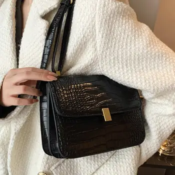 

Crocodile pattern Square Crossbody bag 2020 New High quality PU Leather Women's Designer Handbag Lock Shoulder Messenger Bag