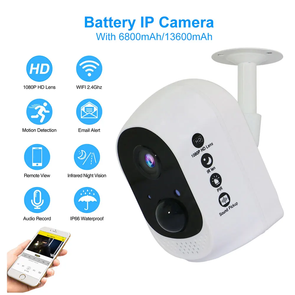 

Ip Camera Long Time Standby Wireless Battery Wifi Camera Home Outdoor Waterproof 1080P Motion Detection Mini Camera
