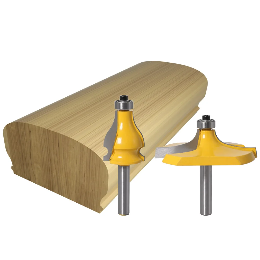 2PC/Set 8MM Shank Milling Cutter Wood Carving Handrail Router Bit Set - Standard/Bead Woodworking Tenon Cutter for Woodwork Tool