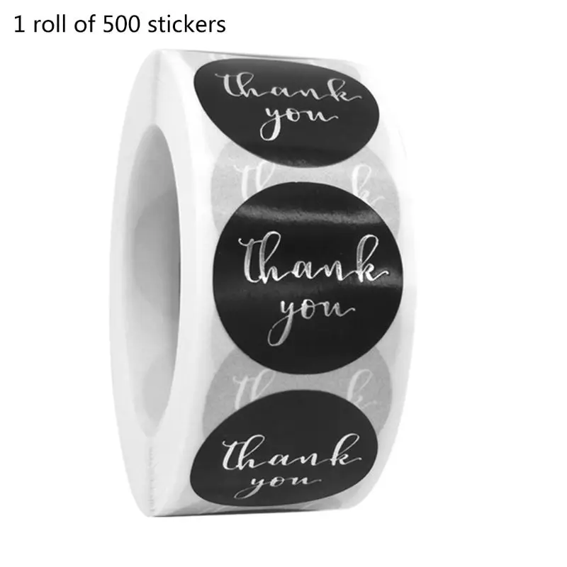 

500pcs Thank You Sticker Gold Silver Foil Seal Label for Small Shop Wedding Gift