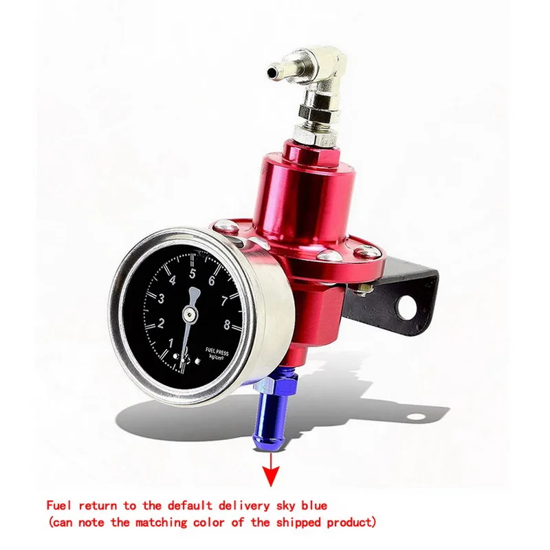 Универсальный Регулируемый регулятор давления топлива Комплект с манометром для автомобиля - Цвет: Красный