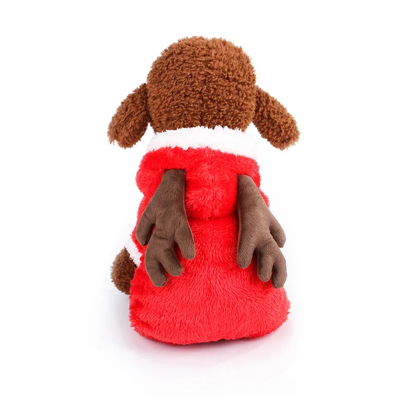 Рождественская домашняя Собака комбинезон кошка одежда Теплый Флис щенок прыгун пижамы для домашних животных собака красный Лось комбинезон пальто для маленьких и крупных собак - Цвет: Red