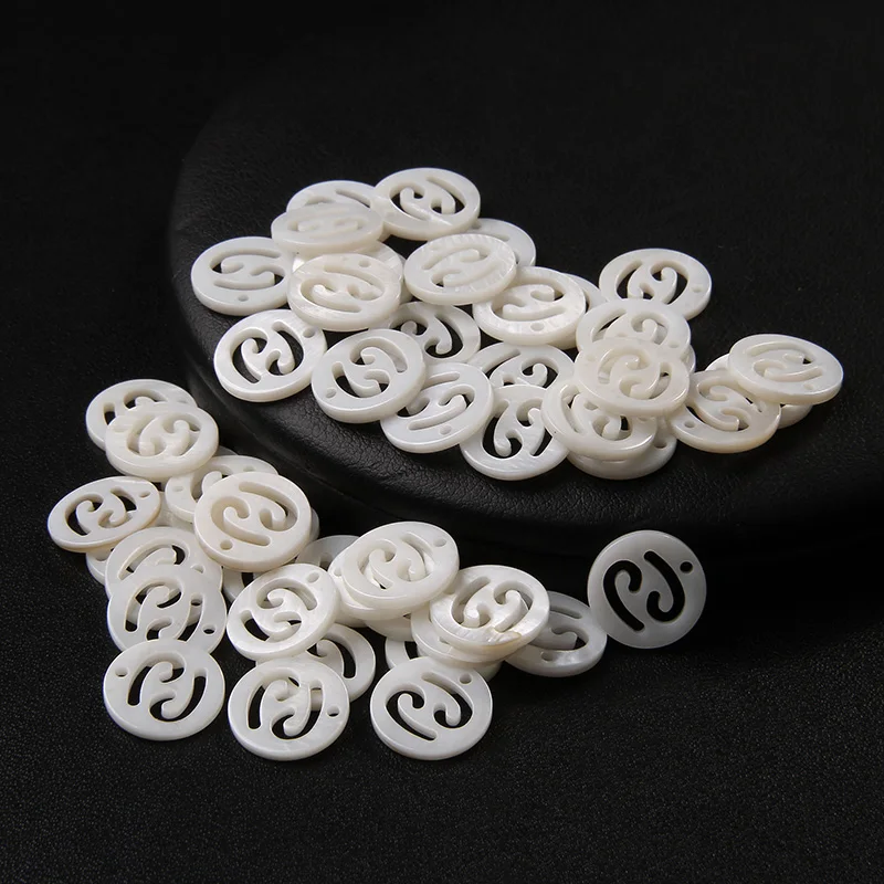 Elegant Zodiac Constellation Mother of Pearl Carved Beads - 11mm Round