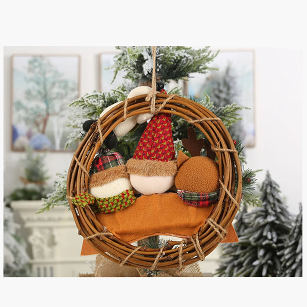 New Year Tree Ornaments Christmas Decorations For Home Explosion Rattan Circle Pendant Rattan Wreath Pendant Gift