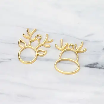 

2Pcs Elk Deer Blank Frames Pendants Open Bezels Setting UV Resin Jewelry Making AXYD