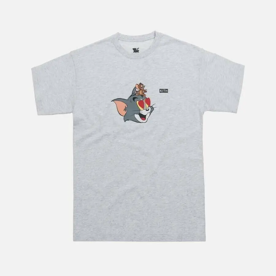 KITH X TOM &amp JERRY/футболка с короткими рукавами и сердечком серого цвета большие