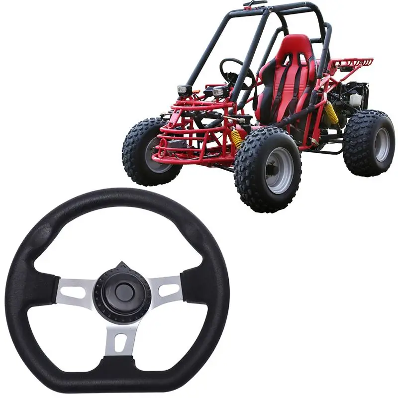 Go Kart ZHINAN Off-Road Kart Steering Wheel Black 270mm 3 Spokes Vehicle PU Foam Interior Steering Wheel with Three Mounting Holes Universal for ATV