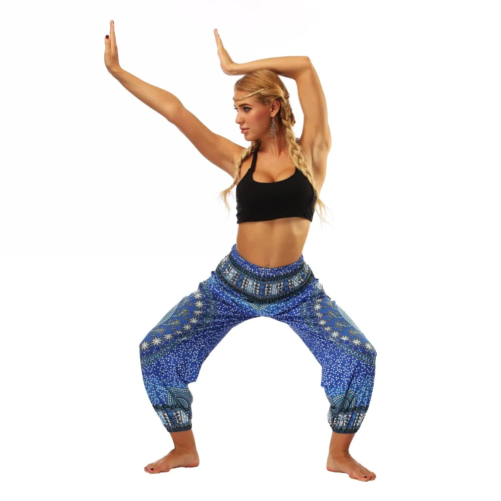 TL007- Blue round circle Thailand style wide leg loose yoga pants leggings (4)