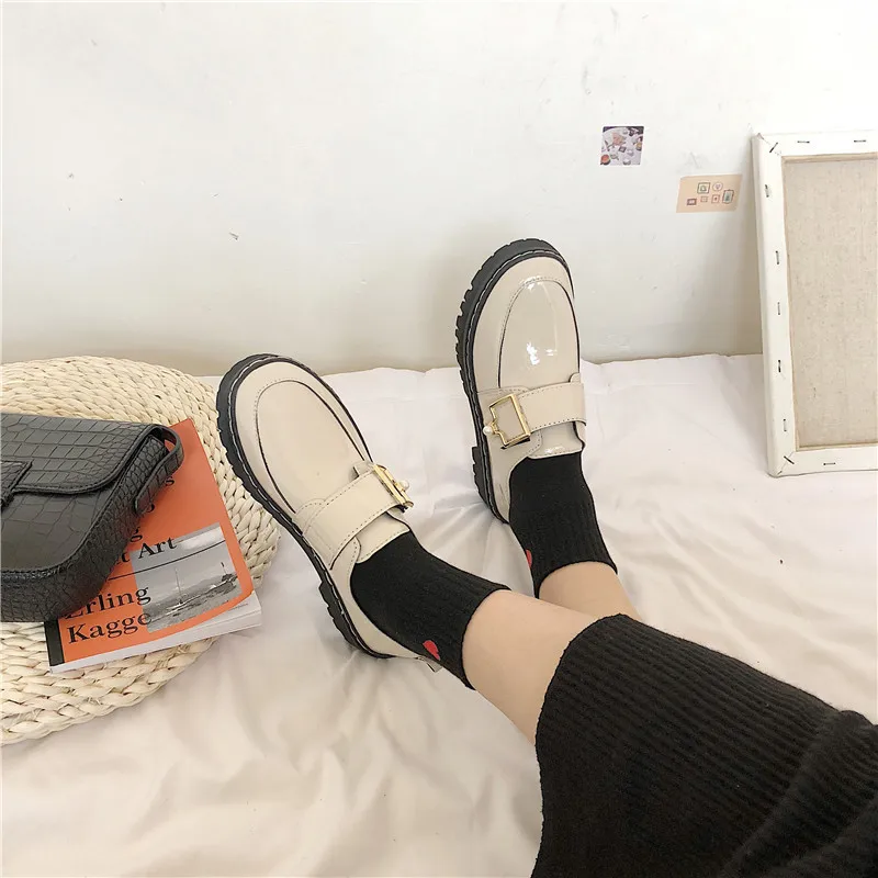 

Small Flat Women's 2019 Summer New Style Korean-style Versatile Students England Shoes Harajuku Leather Shoes-Style Low Heel WOM