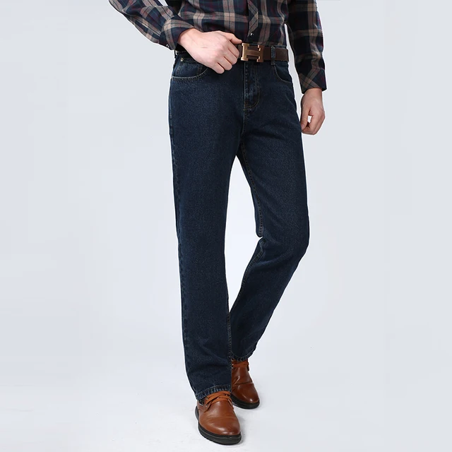 2022 Autumn Winter High Quality Jeans Men Brand Denim 99%Cotton Men's Business Loose Straight Long Trousers Large size 40 42 6
