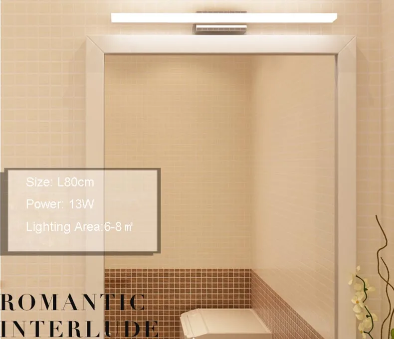 Современный светодиодный Нержавеющая сталь Водонепроницаемый Ванная комната макияж спереди туалетное зеркало со светодиодной подсветкой настенный светильник Ванная комната Vanity Встроенный Настенный светильник приспособление
