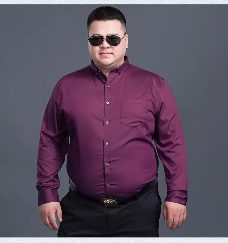 FAISIENS 5XL 8XL 10XL 12XL 14XL большой размер Мужская рубашка с длинными рукавами фиолетовая черная синяя деловая официальная Мужская офисная рубашка