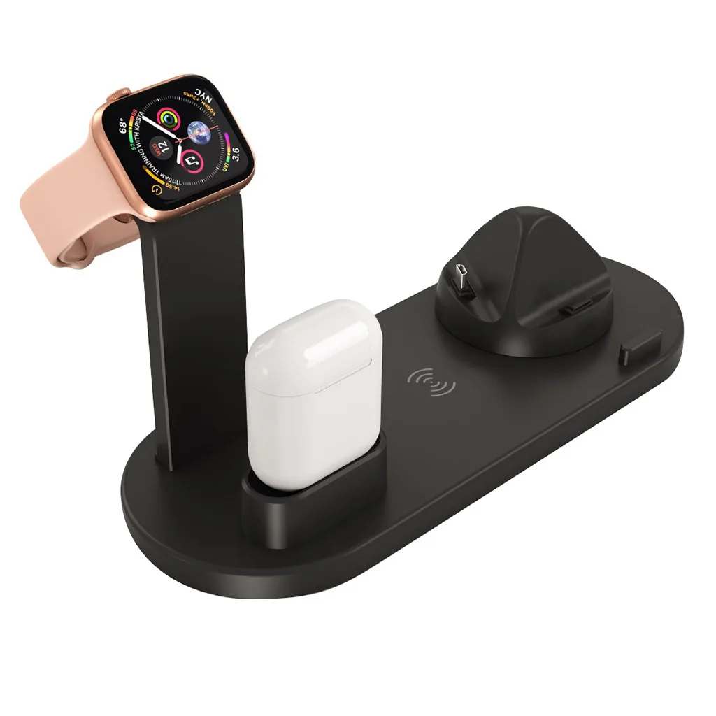 black Qi беспроводная подставка для зарядного устройства подставка для Apple Watch для Apple Airpods зарядка inalarmbrico заарядка# G30 - Тип штекера: black