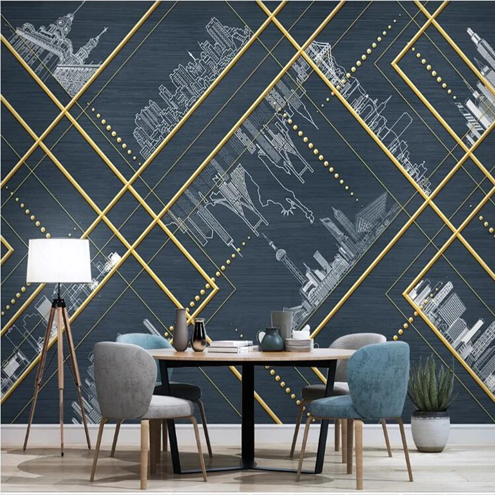 

Papel de parede modern line drawing urban architecture relief 3d wallpaper,living room sofa TV wall bedroom abstract mural