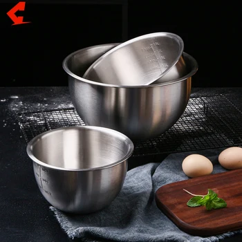 

CHANOVEL 304 Stainless Steel Mixing Bowls with scale Non Slip Nesting Whisking Bowls Set Mixing Bowls For Salad Baking