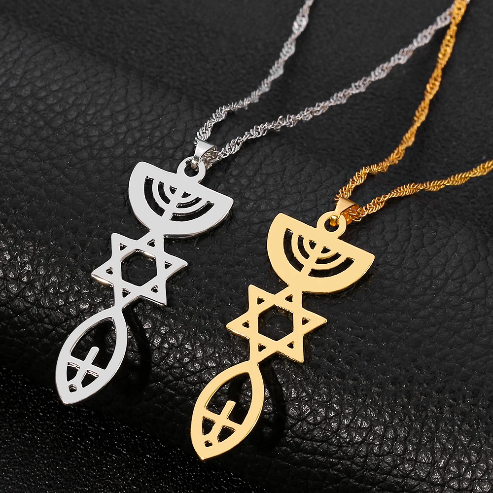 Messianic Charm Pendant Necklace Gold Silver Color Tone Seal Grafted In Jewish Hebrew Roots Jewelry Moda Mujer | Украшения и
