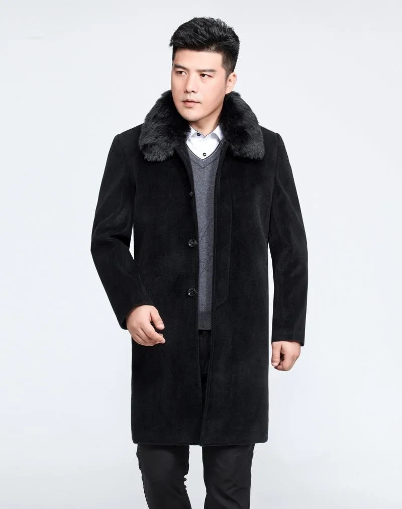 Man Collar Faux Fur Jacket Winter Men's Coat Plus Size 5XL Mens Wool Overcoat Padded Jackets Abrigo Hombre WXF525 Man Collar Faux Fur Jacket Winter Men's Coat Plus Size 5XL Mens Wool Overcoat Padded Jackets Abrigo Hombre WXF525