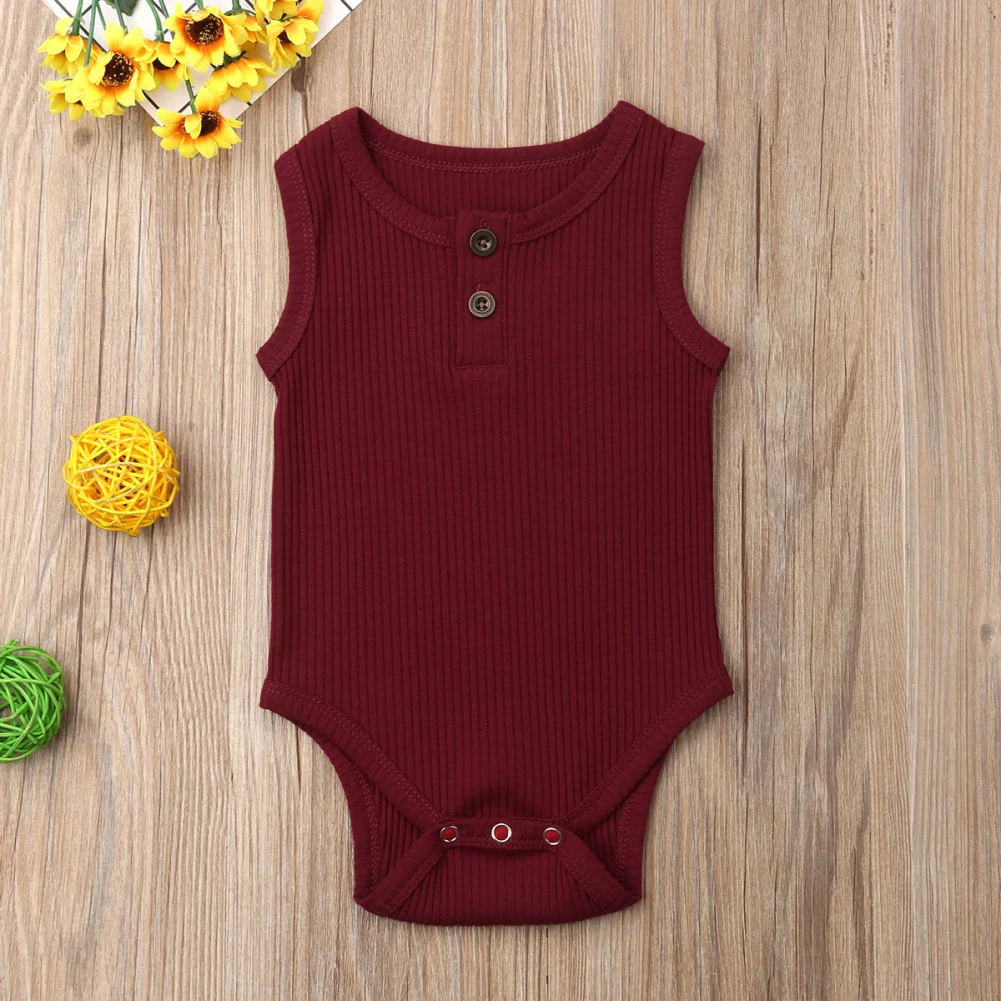 Pudcoco Baby Summer Clothing Newborn Baby Boy Girl Knit Solid Ribbed Bodysuit Jumpsuit Cotton Outfits Sleeveless Sunsuit 0-24M