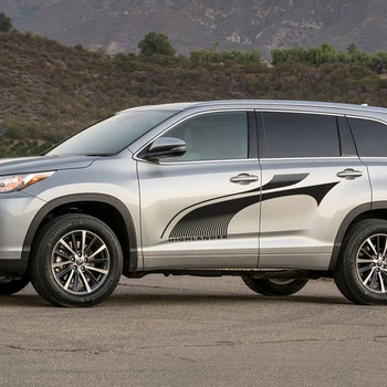 

2pcs Car Both side Skirt Sticker Vinyl Wrap Auto Racing Stripes Decals Automobiles For Toyota highlander Tuning Car Accessories