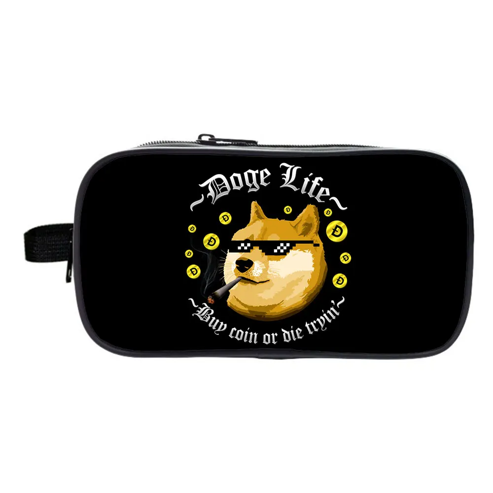 

Dogecoin Pencil Case Kawaii Double-layer Pen Bag Storage Bags Pencil Box Cute Makeup Bag School Supplies Boys Girl Kids Gift