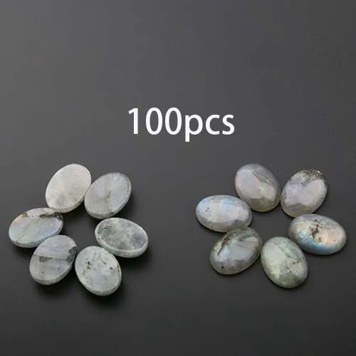 100 pcs 10 шт. натуральный камень эллиптической формы лабрадорит, кабошон без отверстий бусины для изготовления самодельные Украшения, Аксессуары бусины - Цвет: 100 pcs