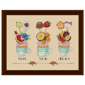 

Hemp Cloth Handmade Embroidery Fishxx Cross Stitch New Product Cupcake S287-3 June June August Home Kit Restaurant Painting